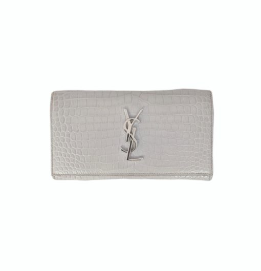 SAINT LAURENT crocodile grey embossed wallet