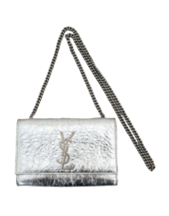 SAINT LAURENT Kate Silver Leather Small Bag