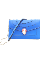 BVLGARI Serpenti Forever blue Leather Wallet on Chain